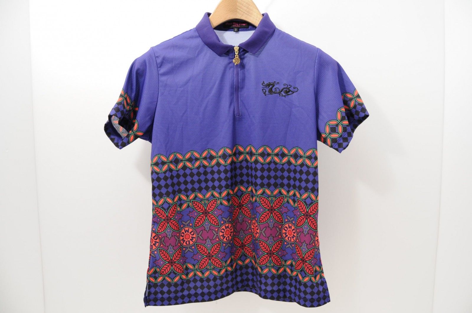 中古 レディース ダンスウィズドラゴン DANCE WITH DRAGON 半袖シャツ 3(L) 紫 ハーフジップ