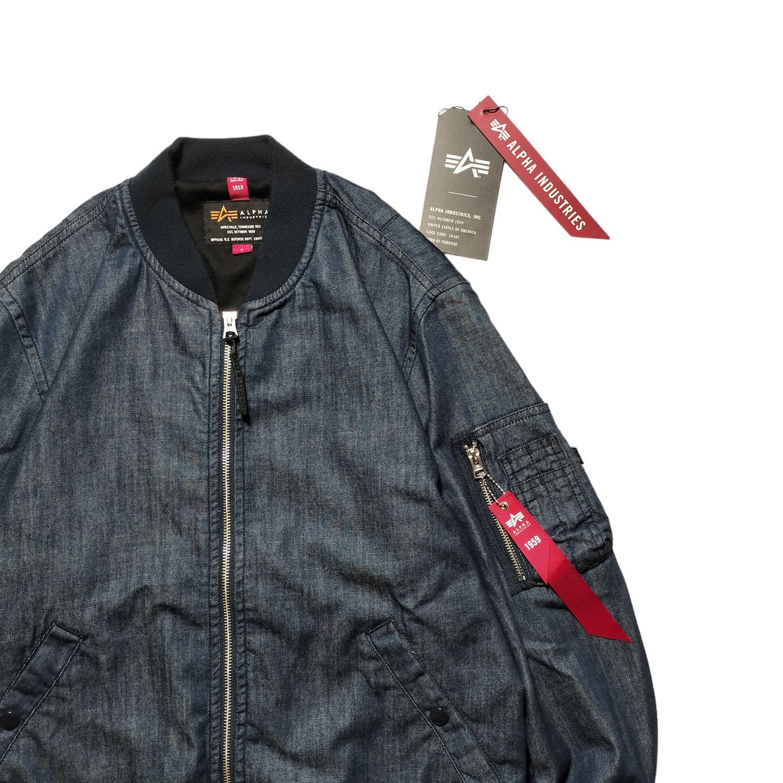 ALPHA INDUSTRIES MA-1 デニムジャケット M MA-1 フライトジャケット ALPHA INDUSTRIES デニムブルー - メルカリ