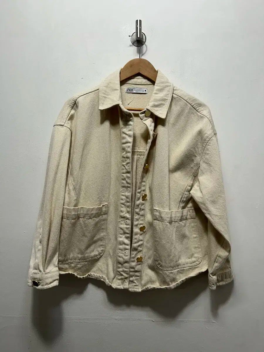ZARA アイボリー デニム ウォーク ジャケット S