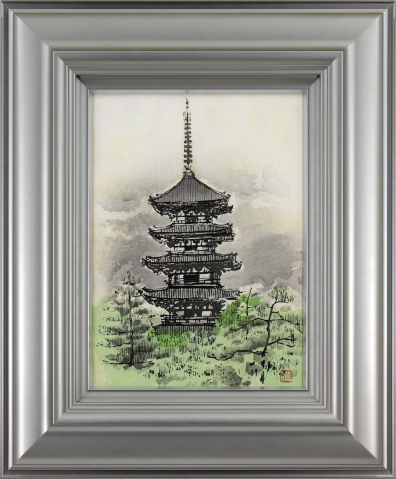 真作保証　希少「法隆寺」 後藤純男 27/60　少数 銅版画　エッチング 真作保証 希少「法隆寺」 後藤純男 27/60 少数 銅版画