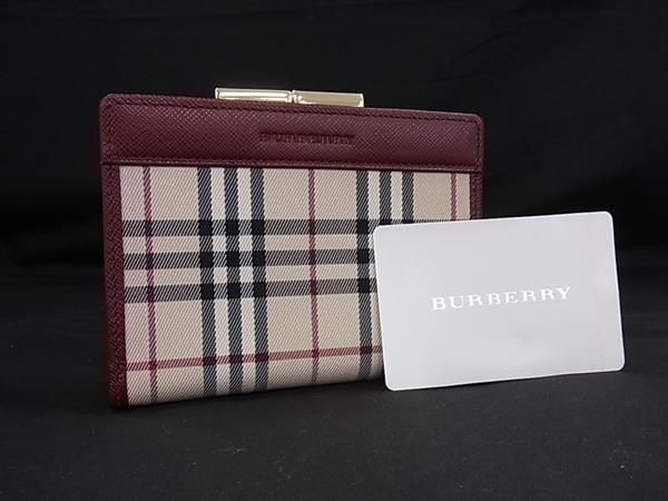 ♥ BURBERRY バーバリー ノバチェック レザー 二つ折り 財布 ウォレット 札入れ アイボリー系×ブラウン系 FU2100