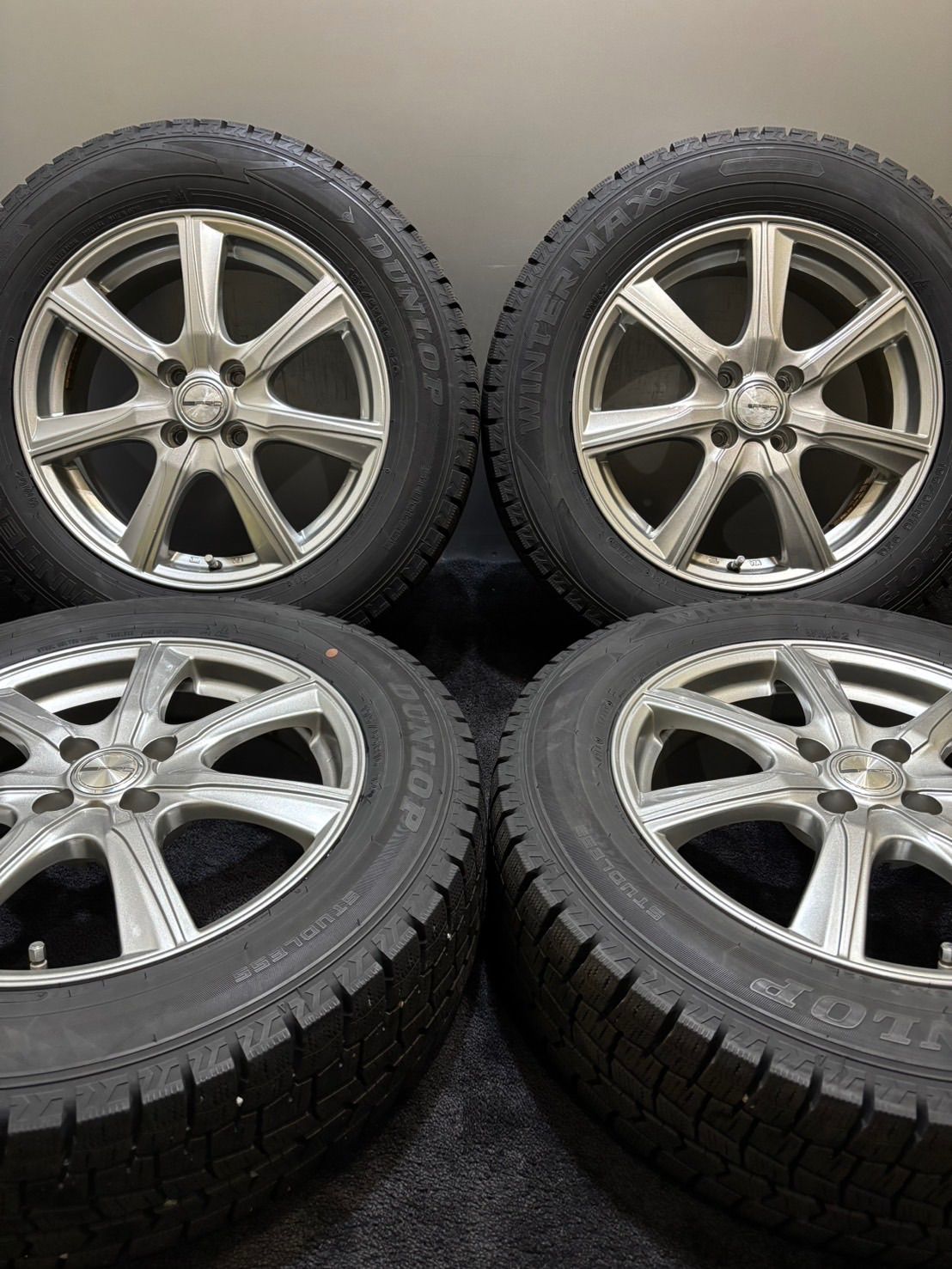 195/65R16 DUNLOP/WINTER MAXX WM02 19年製 PRD 16インチ 6J +45 100 4H スタッドレス 4本 ライズ ロッキー (南5-I75)