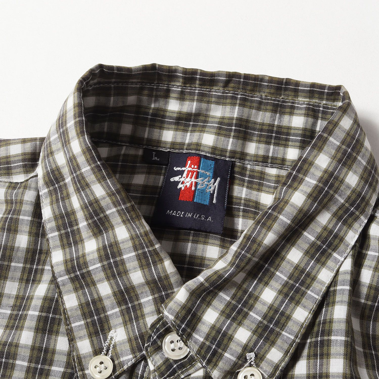 【希少】90s OLD STUSSY ボタンダウンシャツ Lサイズ STUSSY - ☆90s USA製 OLD STUSSY チェック ボタンダウン シャツ