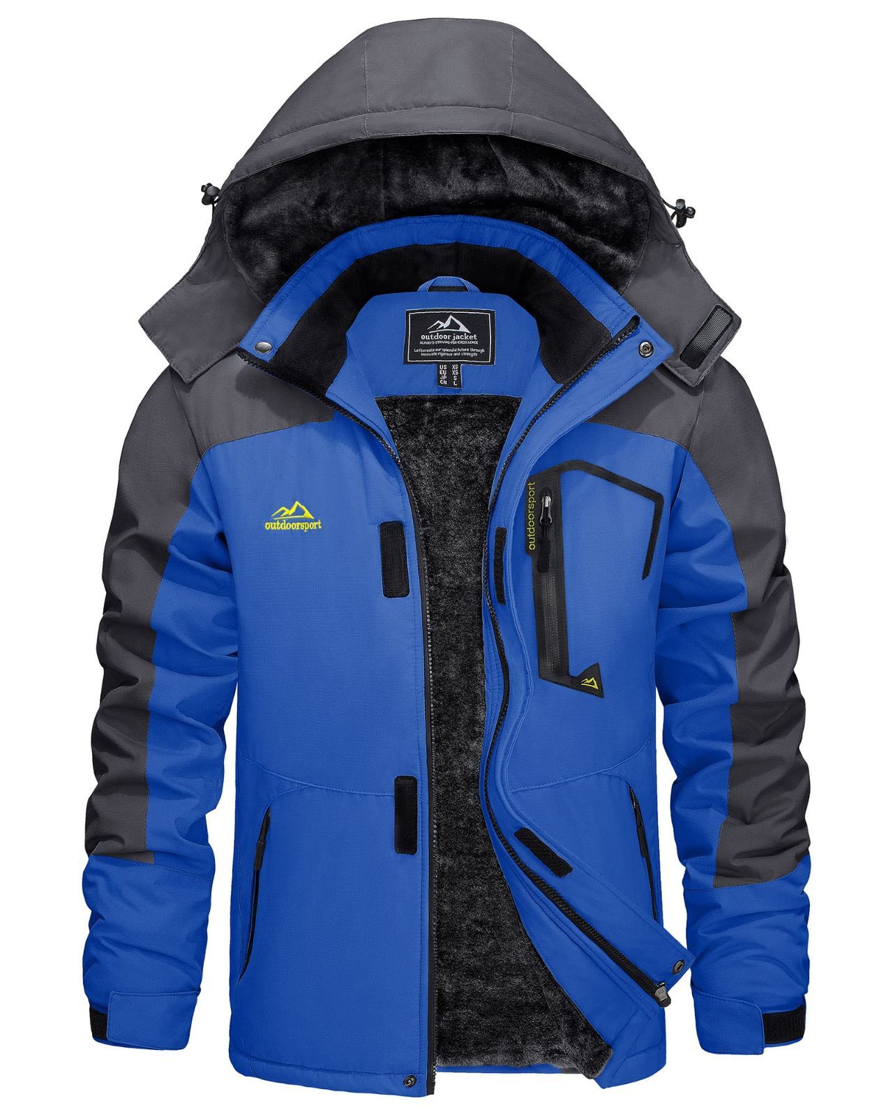ジャケット スキー フード取り外し可能 フリース 撥水加工 XL ブルー ジャケット スキー フード取り外し可能 フリース 撥水加工 XL ブルー
