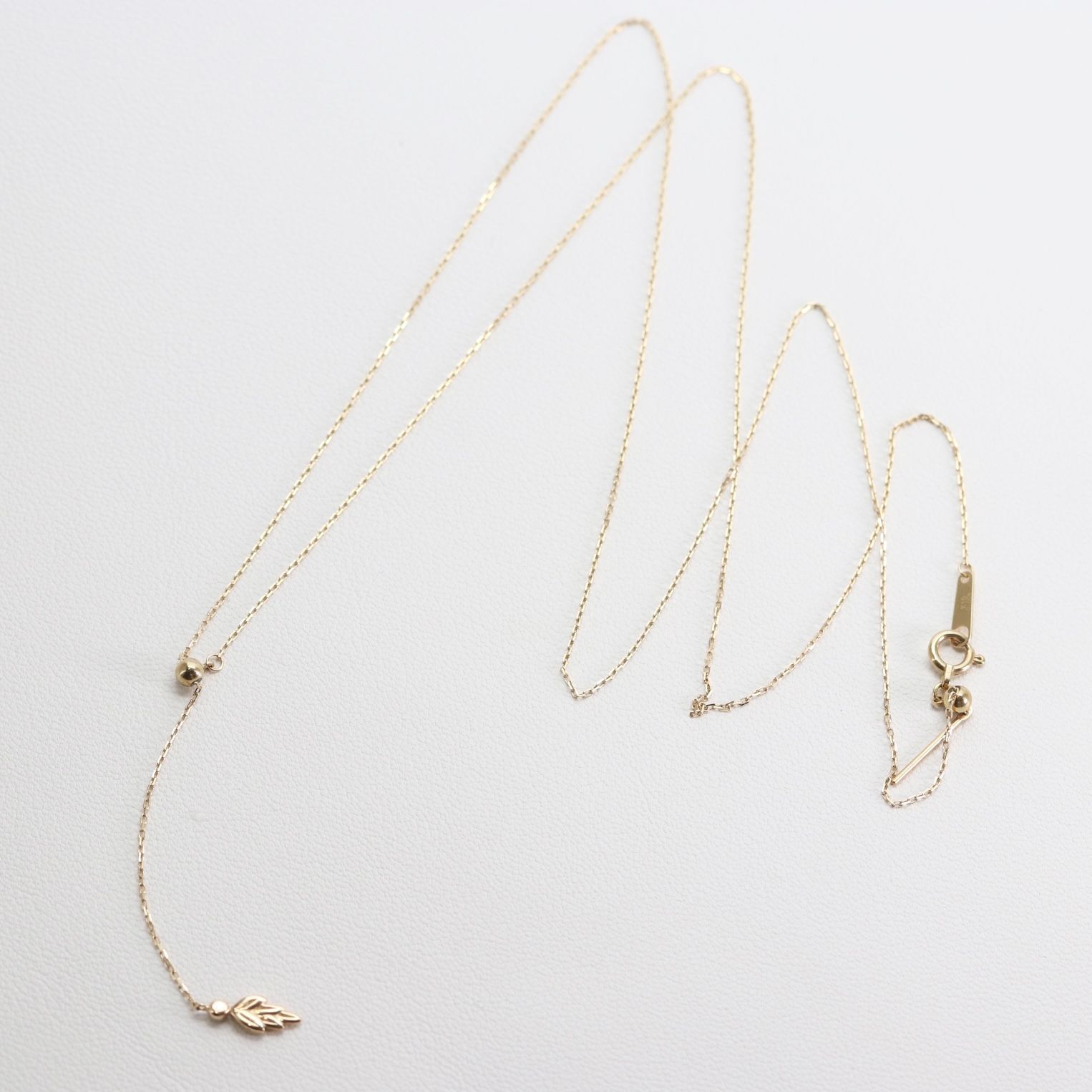 agete ネックレス Y字 リーフ K10 美品 アガット ネックレス ダイヤ リーフ Y字 K10 /24-2948