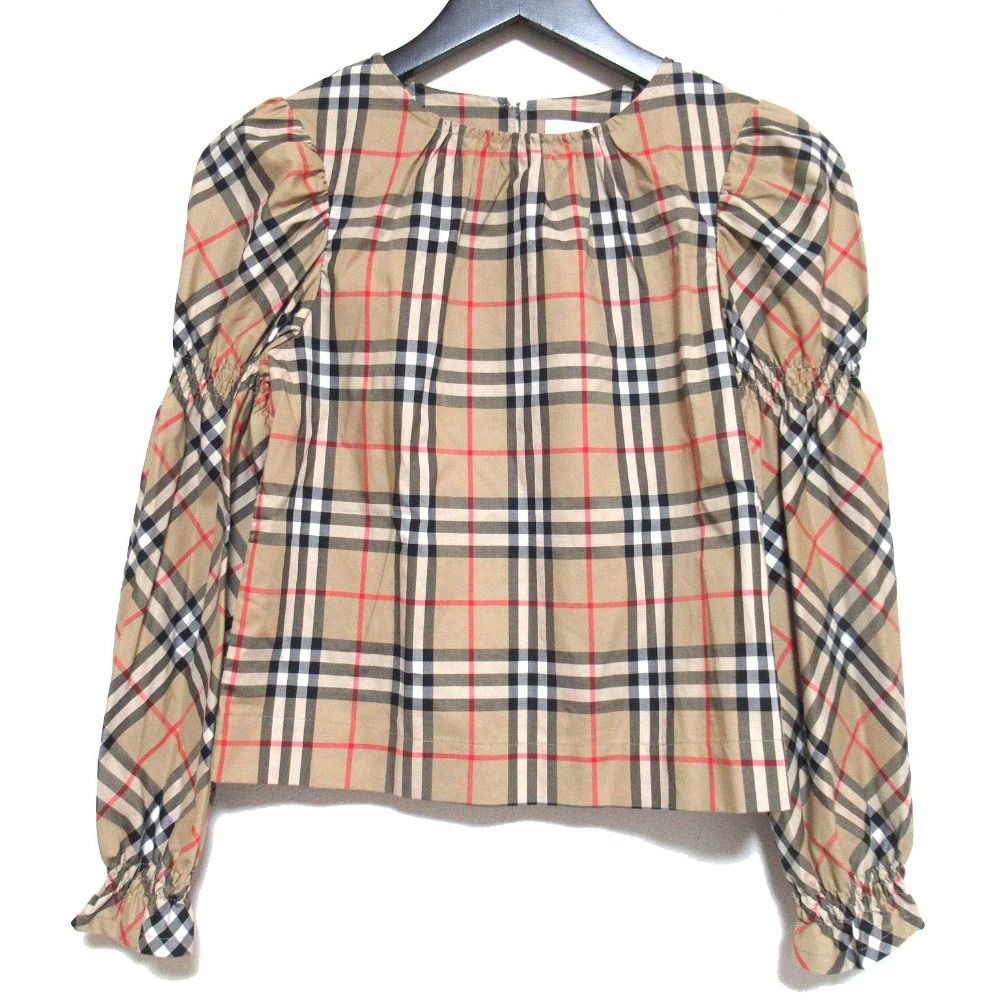 美品 BURBERRY バーバリー ノバチェック柄 ロングスリーブ 長袖 プルオーバー ブラウス キッズ 子供服 12Y 152cm ベージュ キッズ 古着 中古 USED