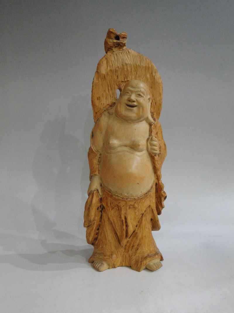 セール！・木彫　柘植 布袋様　弥勒菩薩 富山井波彫刻　30cm 今だけ価格！】 木彫 柘植 布袋様 弥勒菩薩 富山井波彫刻 30cm