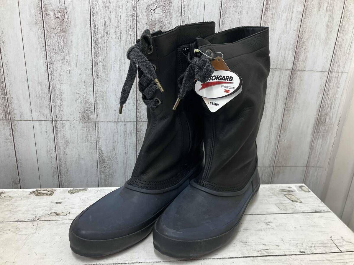 MUKAVA レインブーツ スコッチガード レザー ブラック ロングブーツ