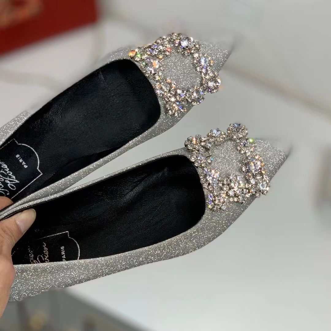 Roger Vivier フラワーストラス グリッターバレエシューズ 36