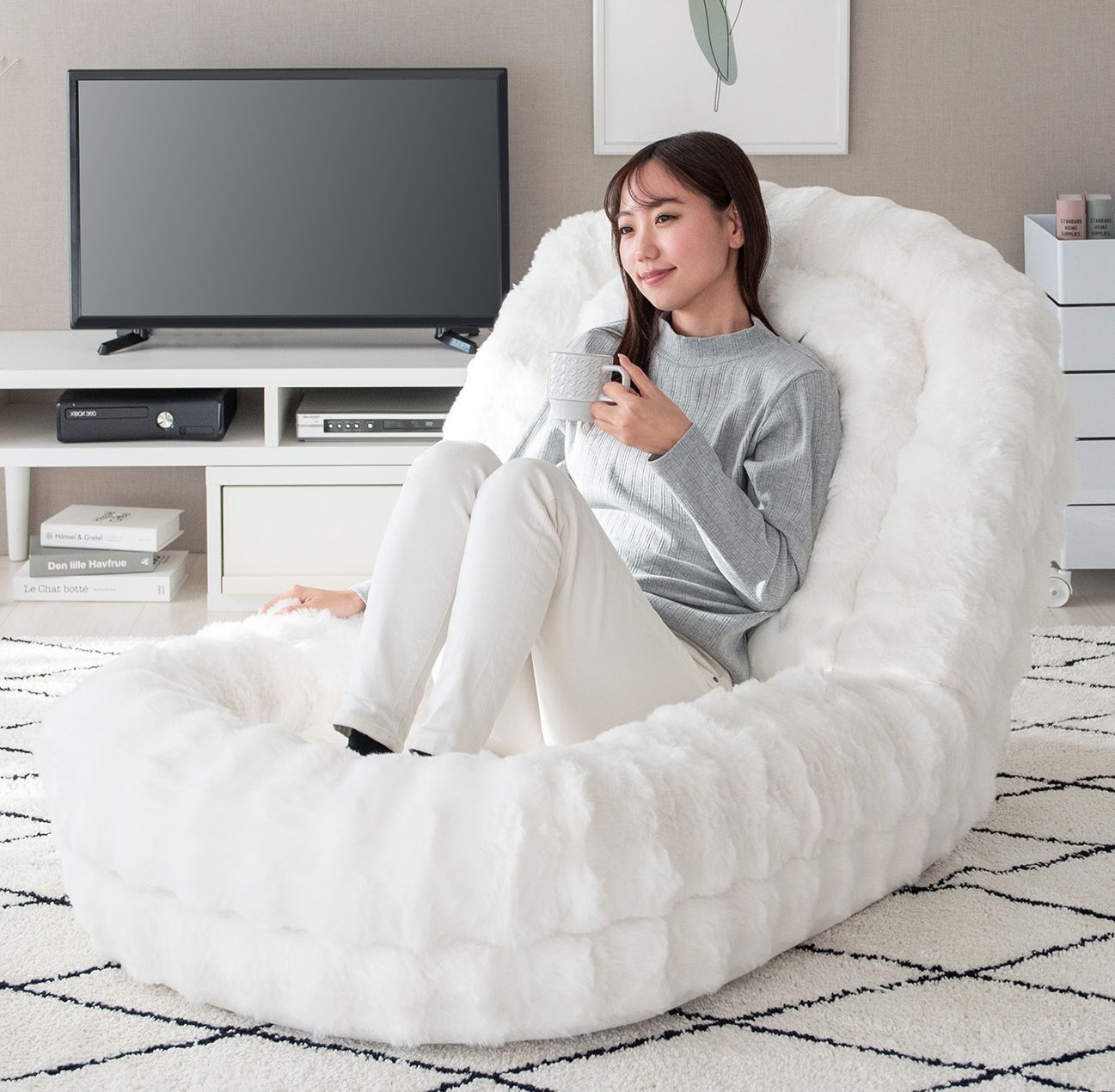 ♪巣ごもり ふわとろ ソファベッド ホワイト 幅90cm ソファ クッション マイクロファイバー ふわふわ あったか