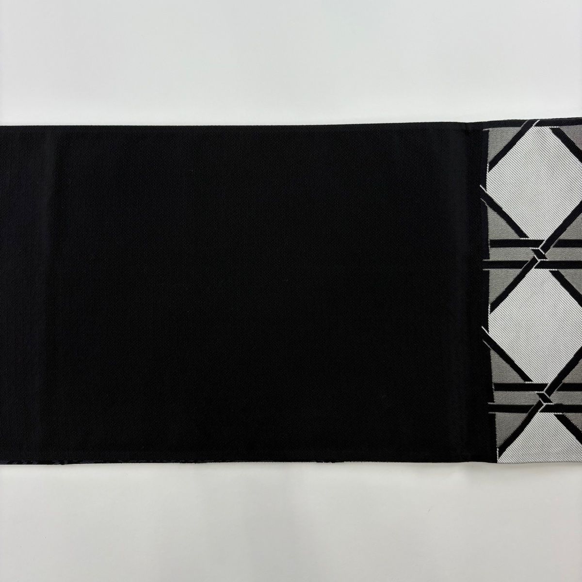 袋帯 美品 逸品 斉藤上太郎 落款 幾何学模様 灰色 六通 正絹
