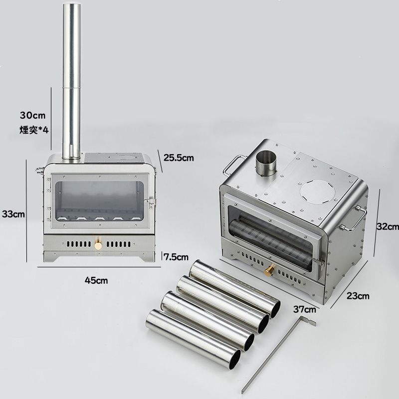 薪ストーブ 二次燃焼 ストーブ 耐熱ガラス テントストーブ 煙突付き コンパクト 折り畳み式ハンドル 暖炉 焚火台 アウトドア キャンプ BBQ
