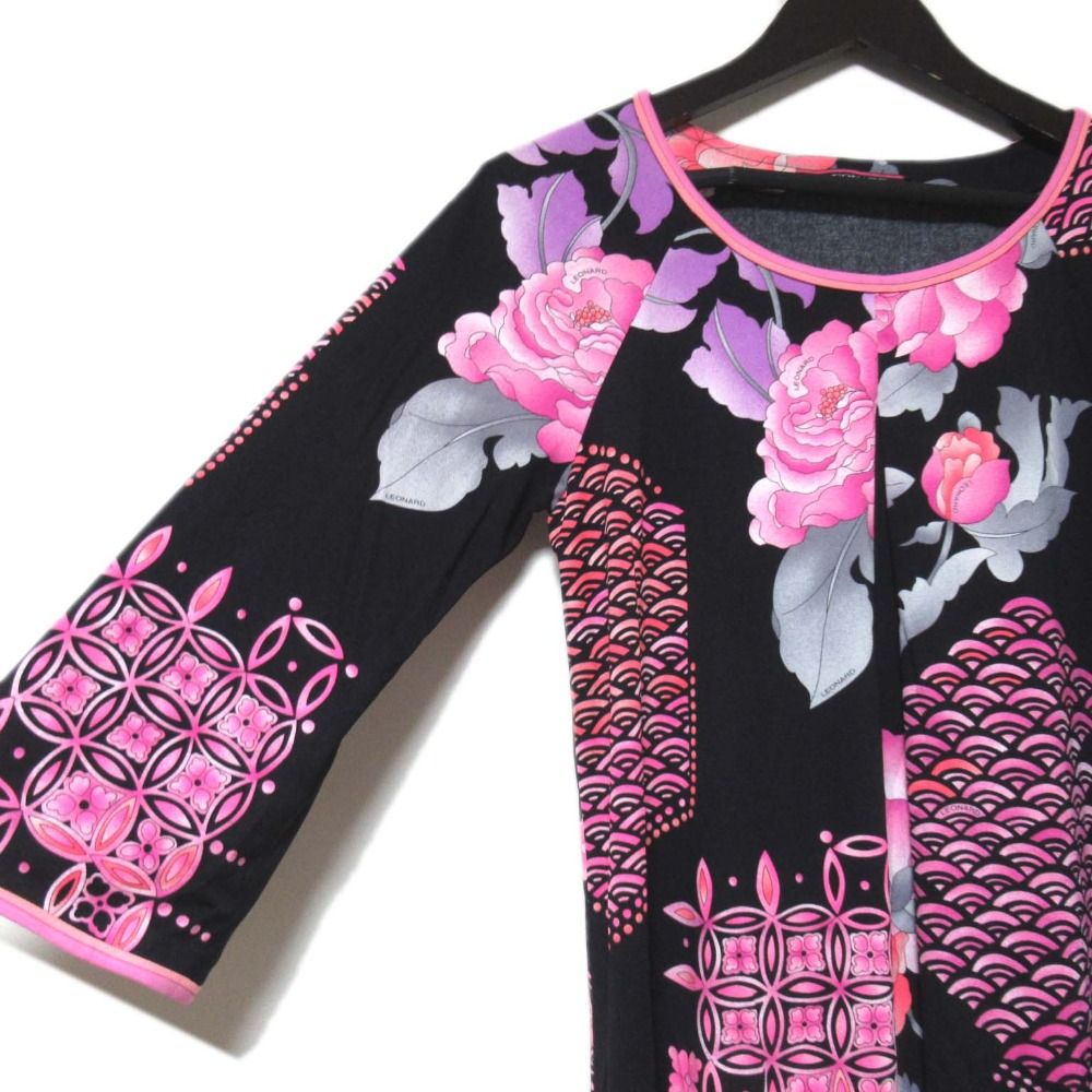 美品 LEONARD レオナール フラワープリント 花柄 カンカン素材