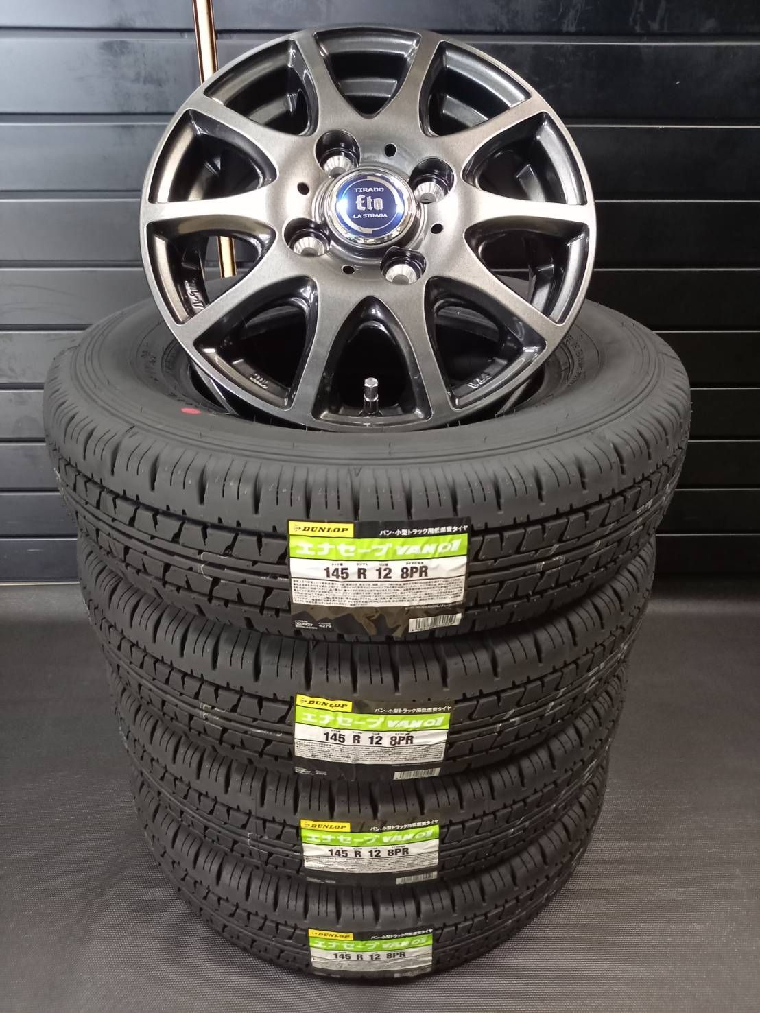 製 ダンロップ エナセーブ VAN01 145R12 8PR TIRADO ETA 4本 49800円 ラジアルタイヤ アルミホイール 4本SET 145 80R12 86 84相当