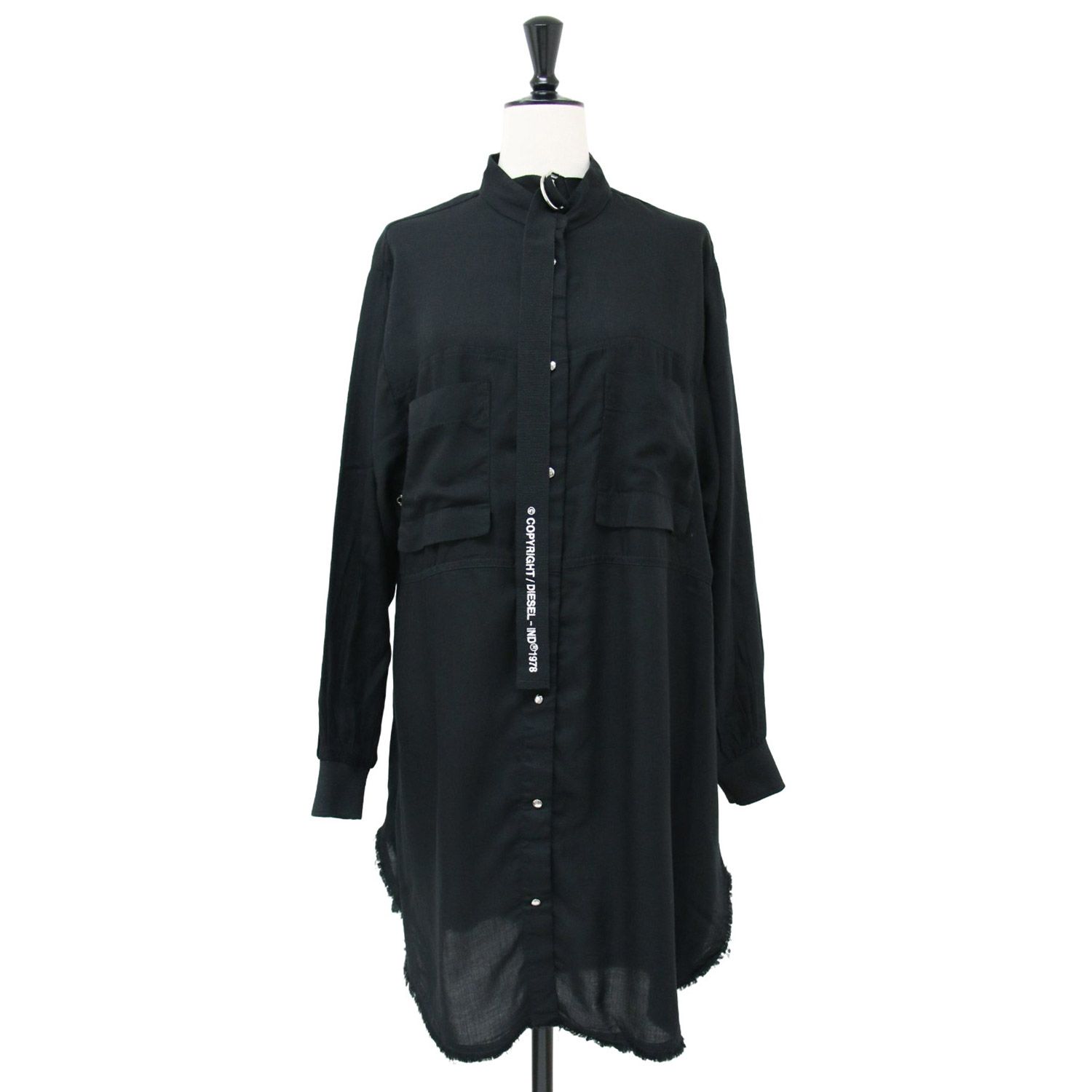 DIESEL　ロングブラウス DIESEL ブラックロングシャツドレス