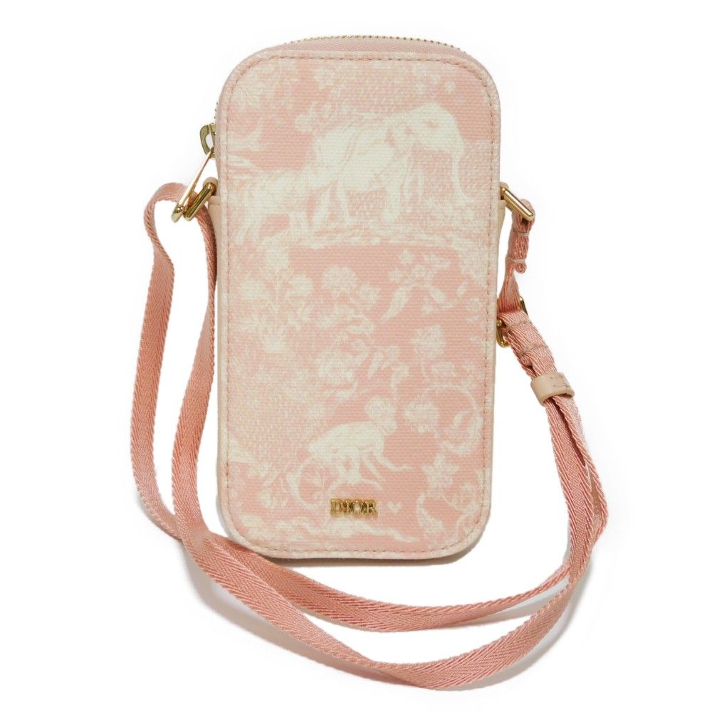 Dior - ディオール フォンホルダー アニマル ペールピンク ポシェット トワルドゥジュイ スマホケース S9902OTMJ M45E Dior - ディオール フォンホルダー アニマル ペールピンク