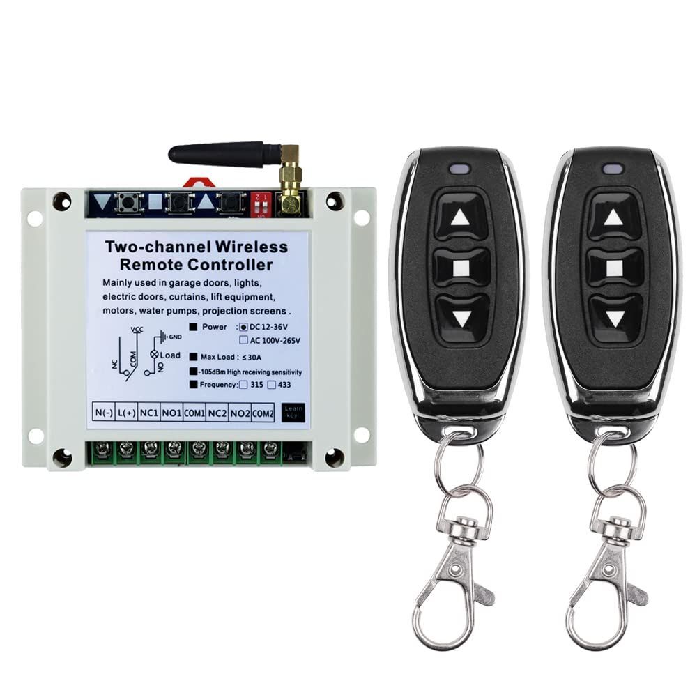 12v 24v 36v ワイヤレスリモコンスイッチ315MHz DC ワイド電圧 2CH 30A リレー リモコンスイッチ 多くの分野に適しています