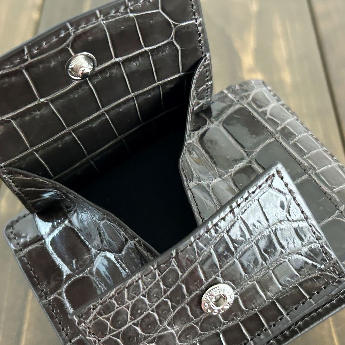 クロコダイル 無双 マネークリップ グレージュ ワニ革マネークリップ