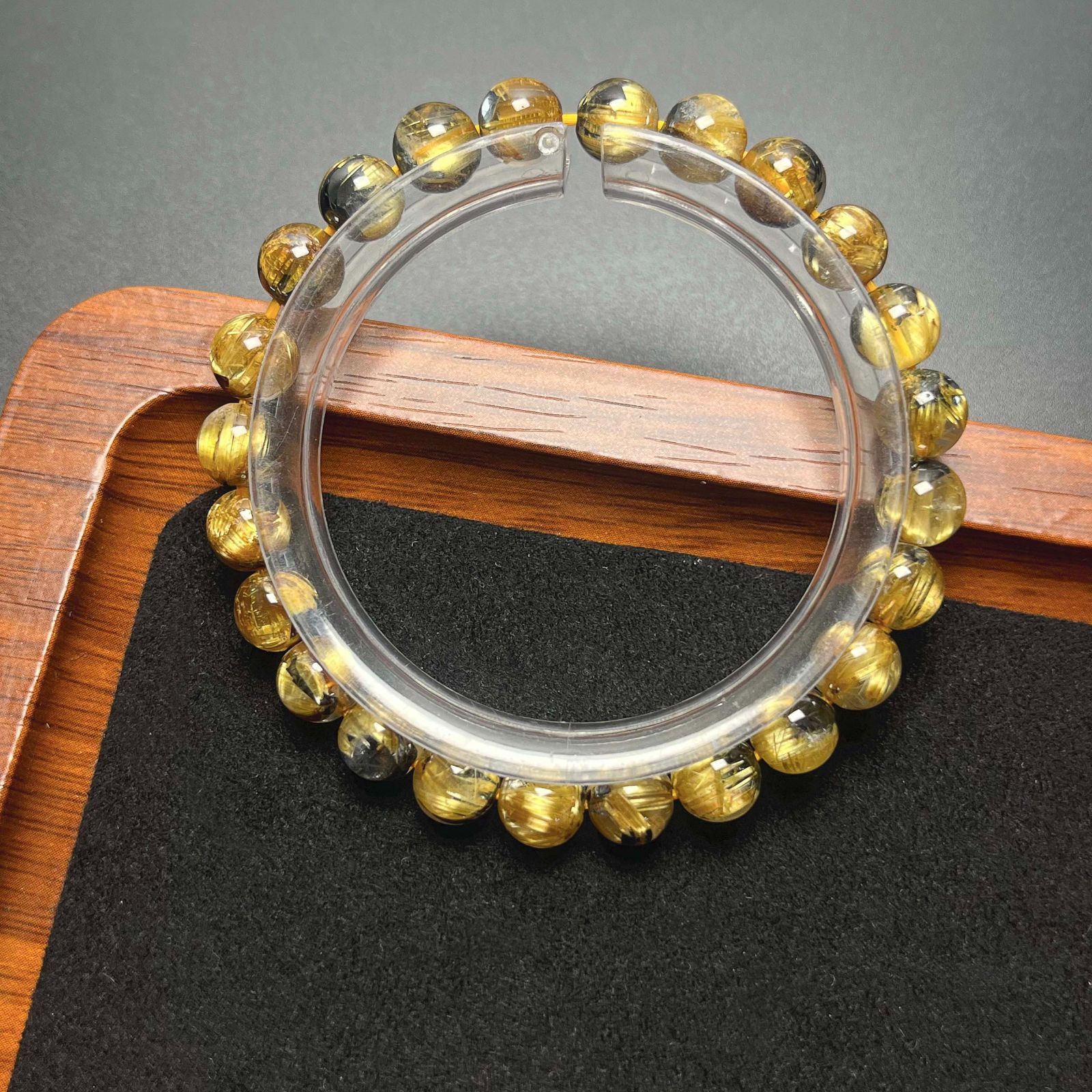 高級 EU製 ☆太陽花タイチンルチル☆黄金針水晶 金運 開運 ゴールド 