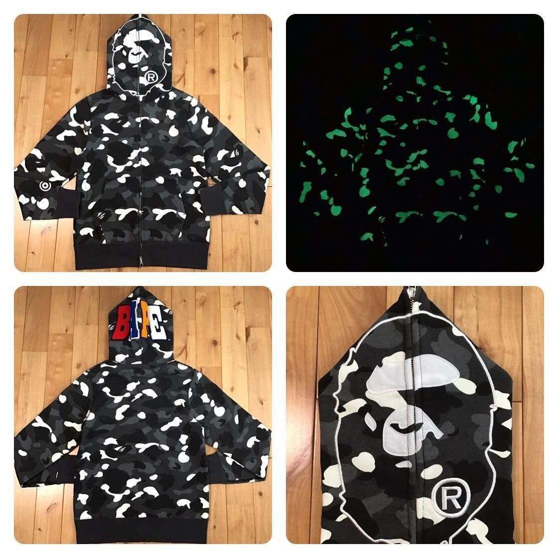 ★蓄光★ city camo APE head full zip Hoodie Sサイズ a bathing ape BAPE パーカー エイプ  ベイプ アベイシングエイプ 迷彩