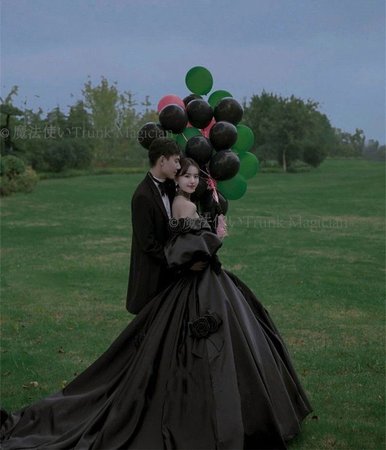 ウェディングドレス ブラック リボン エレガント 着痩せ CCVZ1026P241