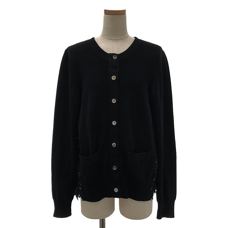 sacai / サカイ | 異素材切替 ニット カーディガン | 2 | ブラック