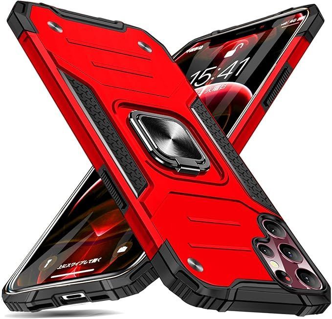 在庫処分Galaxy S22 Ultra ケース リング 衝撃吸収 耐衝撃 落下防止 米国軍事MIL標準取得 スタンド機能 PC+TPU 二重構造  防塵 薄型 軽量 一体型 360度回転 全面保護カバー ギャラクシー S22 Ultra ケ