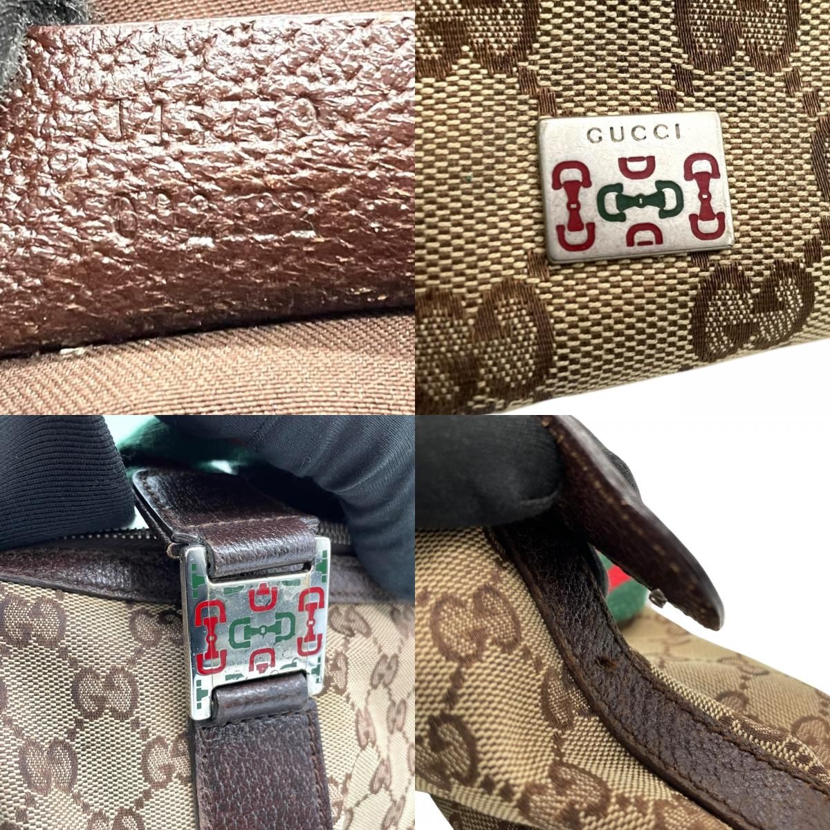 GUCCI グッチ ハンドバッグ GGキャンバス シェリーライン ホースビット 