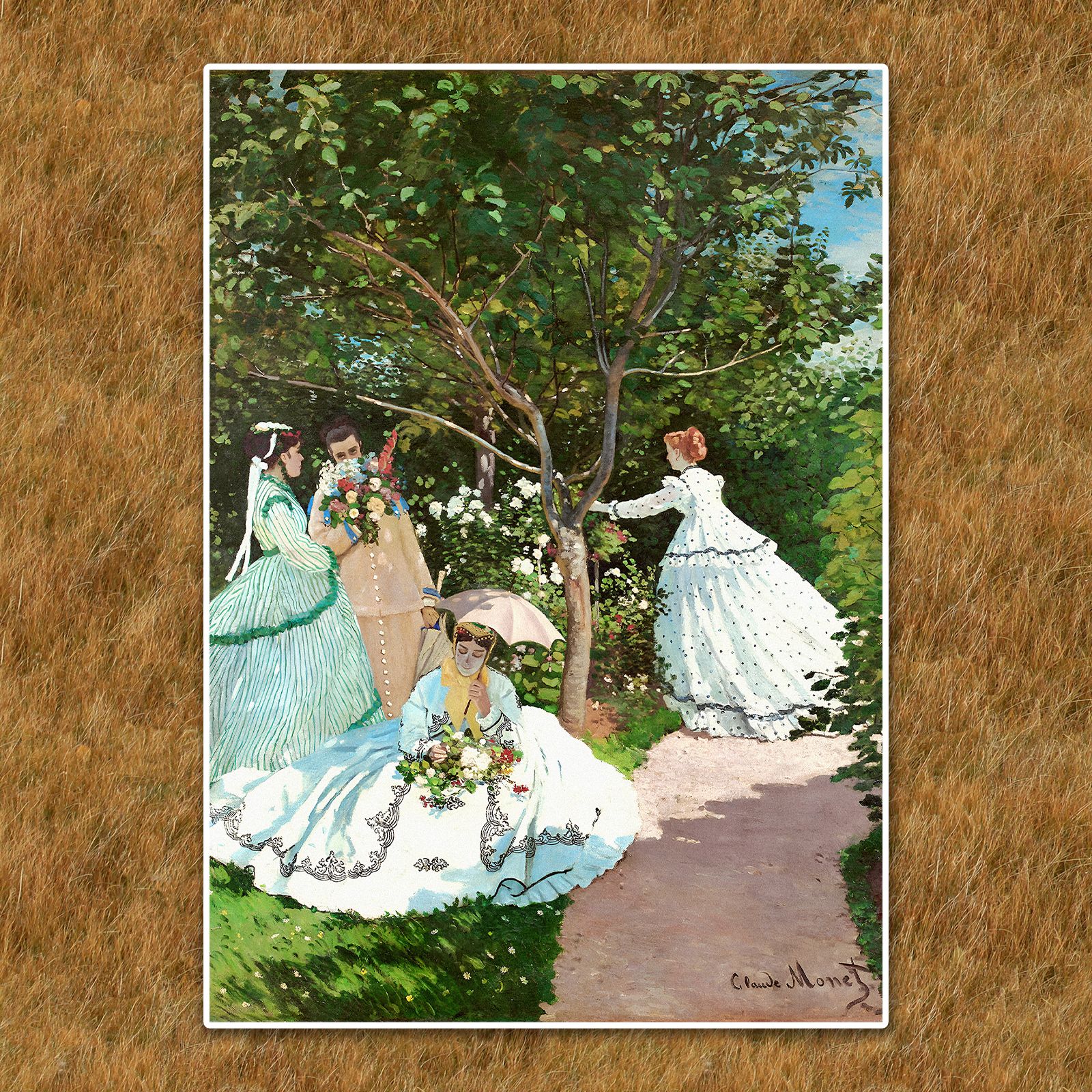 モネの庭の絵画のようなレースが素敵なくすみグリーンの娘役ドレスレオタードＳ～M Claude Monet【庭のカミーユ・モネと子供】