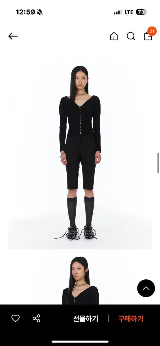 ユンセ Back Slit Capri Pants Black カプリパンツ