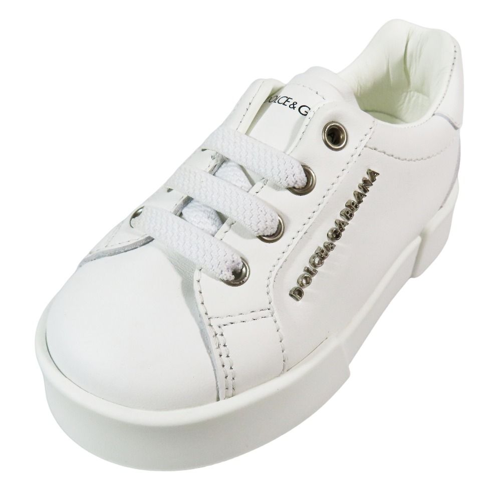 ♥ DOLCE-GABBANA ドルチェアンドガッバーナ ポルトフィーノ ローカット スニーカー シューズ レザー 23 ホワイト キッズ 古着