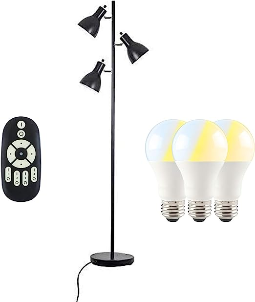 共同照明 フロアスタンド ランプ フロアライト スタンドライト 3灯 調光調色LED電球60W形付き GT-DJ02B-9WT-2 リモコン - 4
