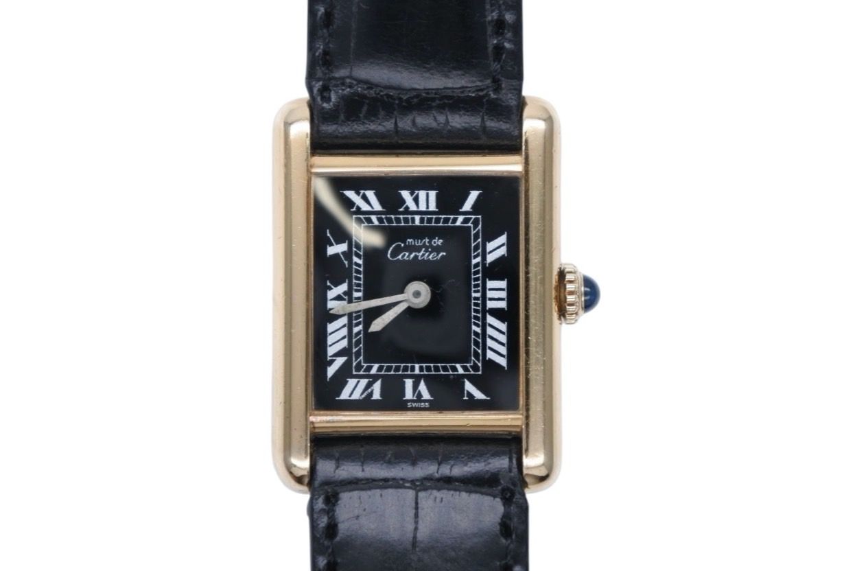 CARTIER カルティエ マストタンク ヴェルメイユ SM 腕時計 レディース 手巻き オーバーホル済み 型押し フェンディベルト 4b008173