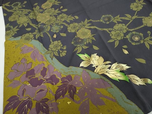 平和屋着物○豪華振袖 駒刺繍 枝桜文 金彩 正絹 逸品 DAAW5926ud