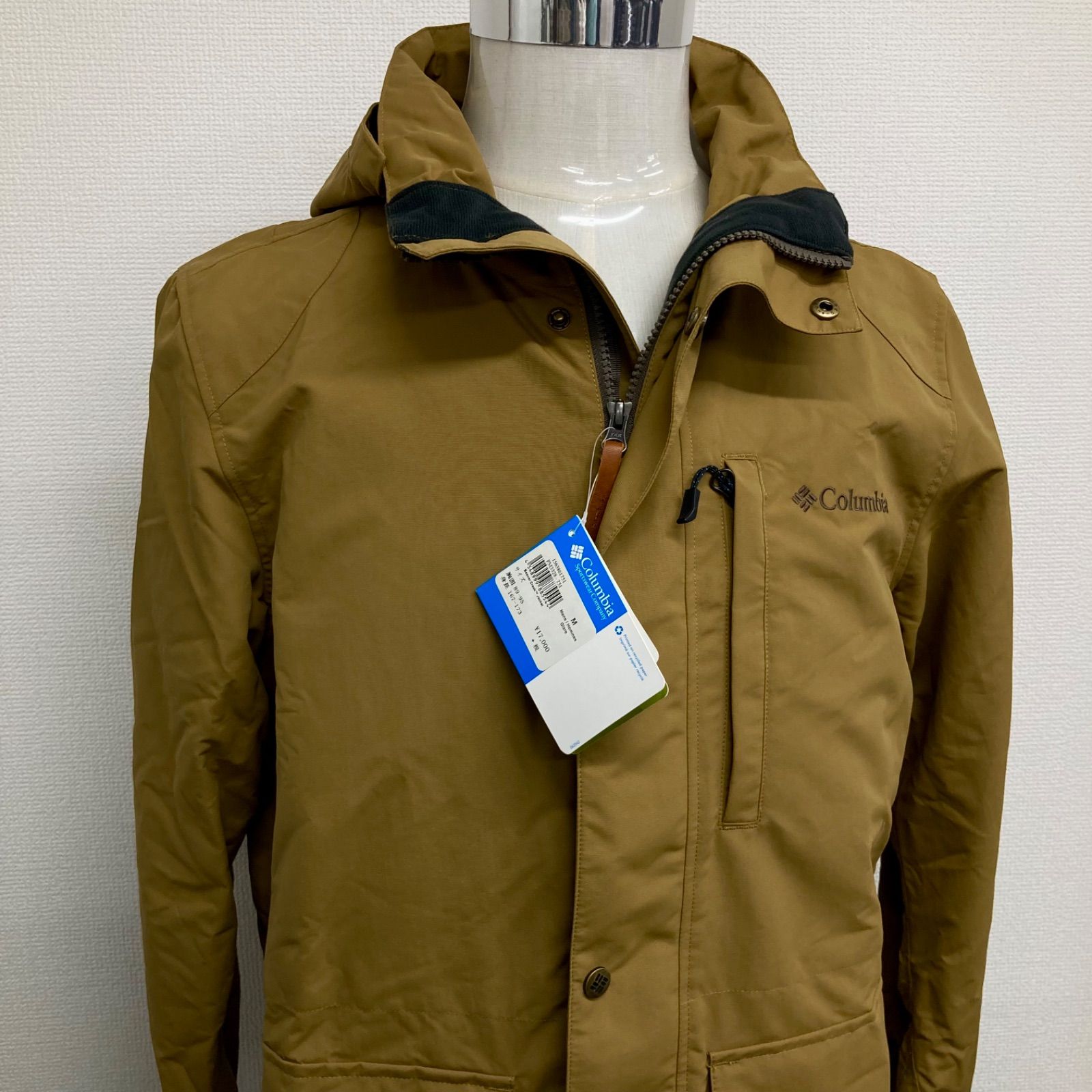 Columbia コロンビア ナイロン ジャケット メンズ アウター マウンテンパーカー フルジップ フードあり 保温 撥水 アウトドア Mサイズ ブラウン系 マスタード