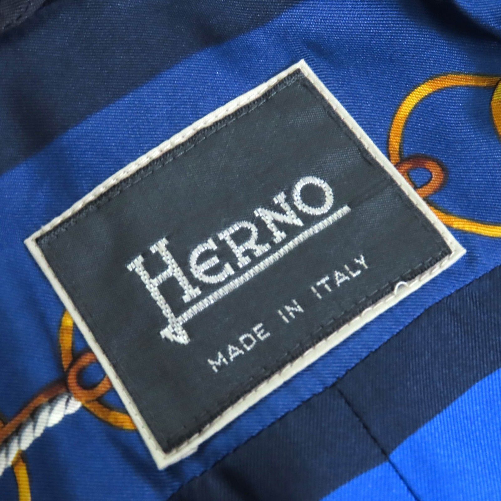 △Herno ヘルノ ヴィンテージ ウール カシミヤ 裏総柄 シルク100％ シングル コート ネイビー 42 イタリア製 レディース SIROKUMA-CORPORATION_COM