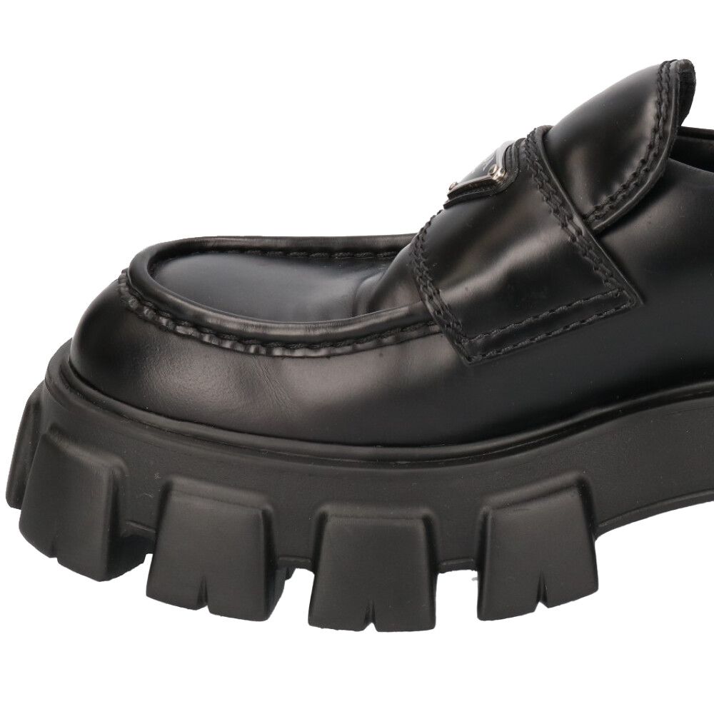 PRADA モノリス ブラッシュドレザー ローファー 限定 シルバー 9 1/2 PRADA】プラダ モノリス ブラッシュドレザー ローファー (PRADA/ドレス