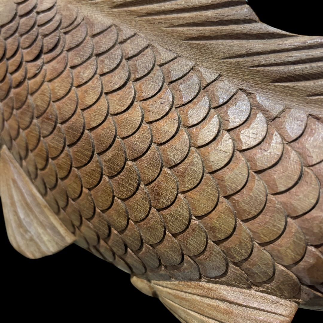 木彫り 魚 飾り 鯉 骨董 工芸 囲炉裏 自在鉤 アンティーク 置物