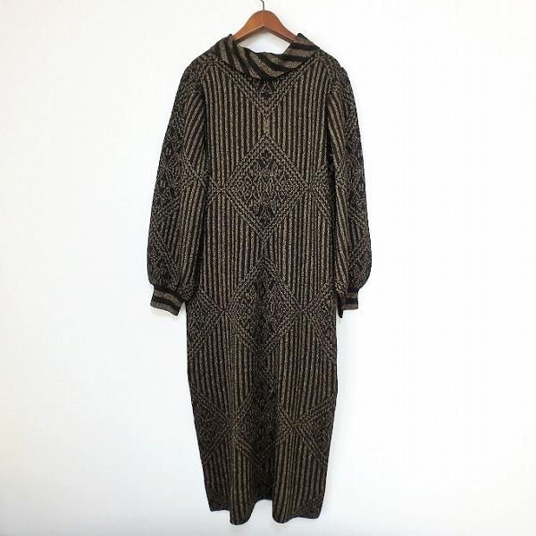 wnc サイトウトヨコ 斉藤都世子 ワンピース 焦げ茶 ゴールド ニット