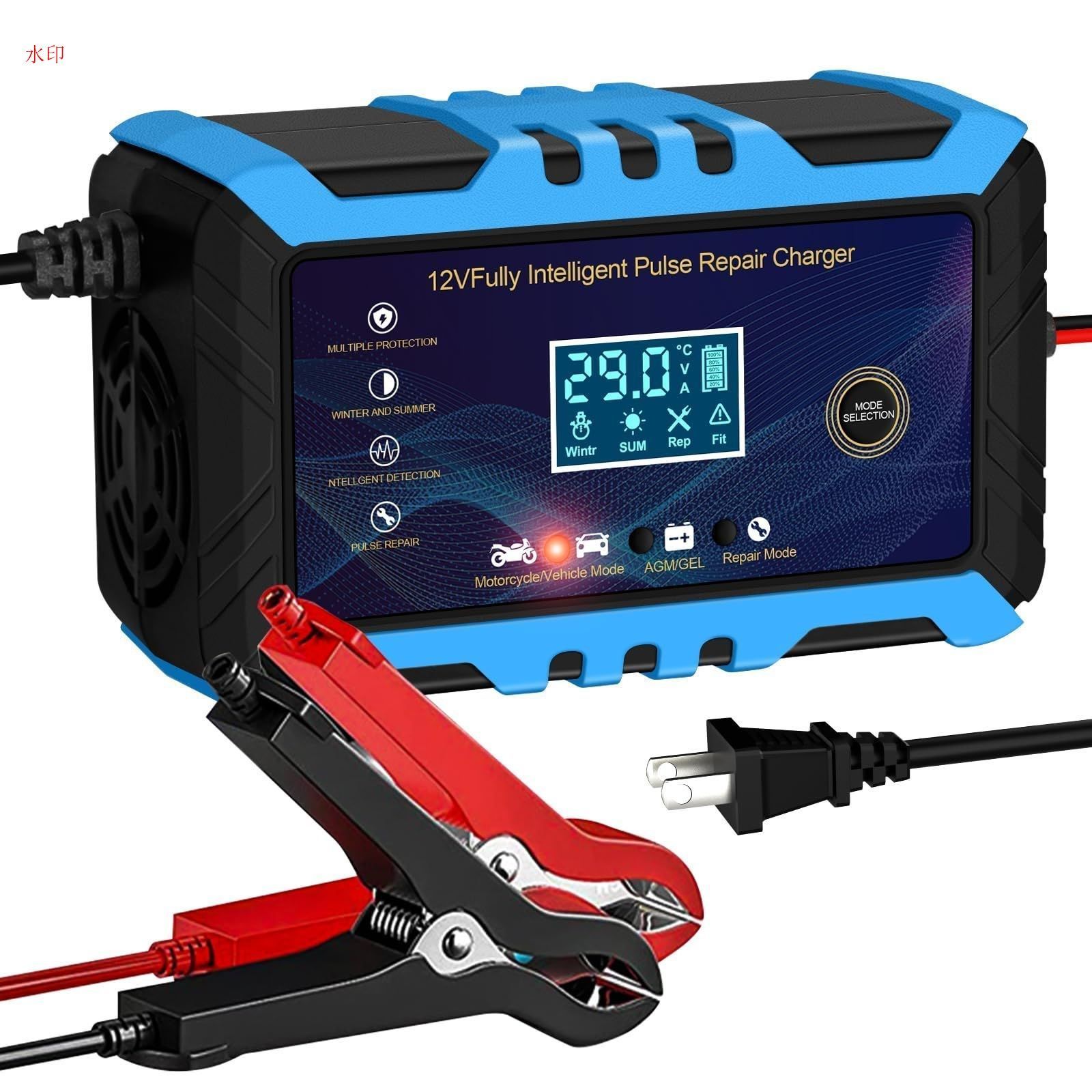 バイク/車/トラック等適用 LED表示 4-100Ah鉛蓄バッテリー用 6A充電電流