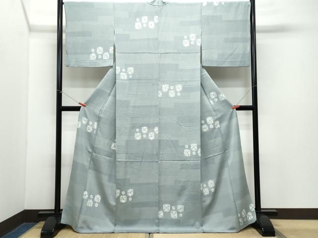 平和屋着物●上質な小紋 絞り 吉祥花文 正絹 CAAZ0841vf