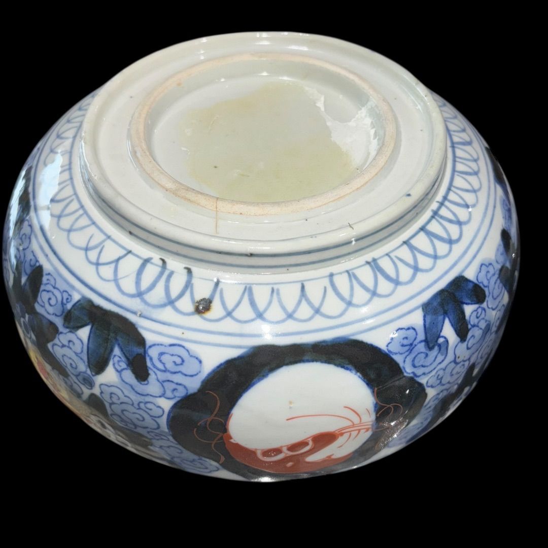 有田焼☆二重高台☆70000円購入☆手描き☆色絵深鉢八角形☆上約22.4センチ