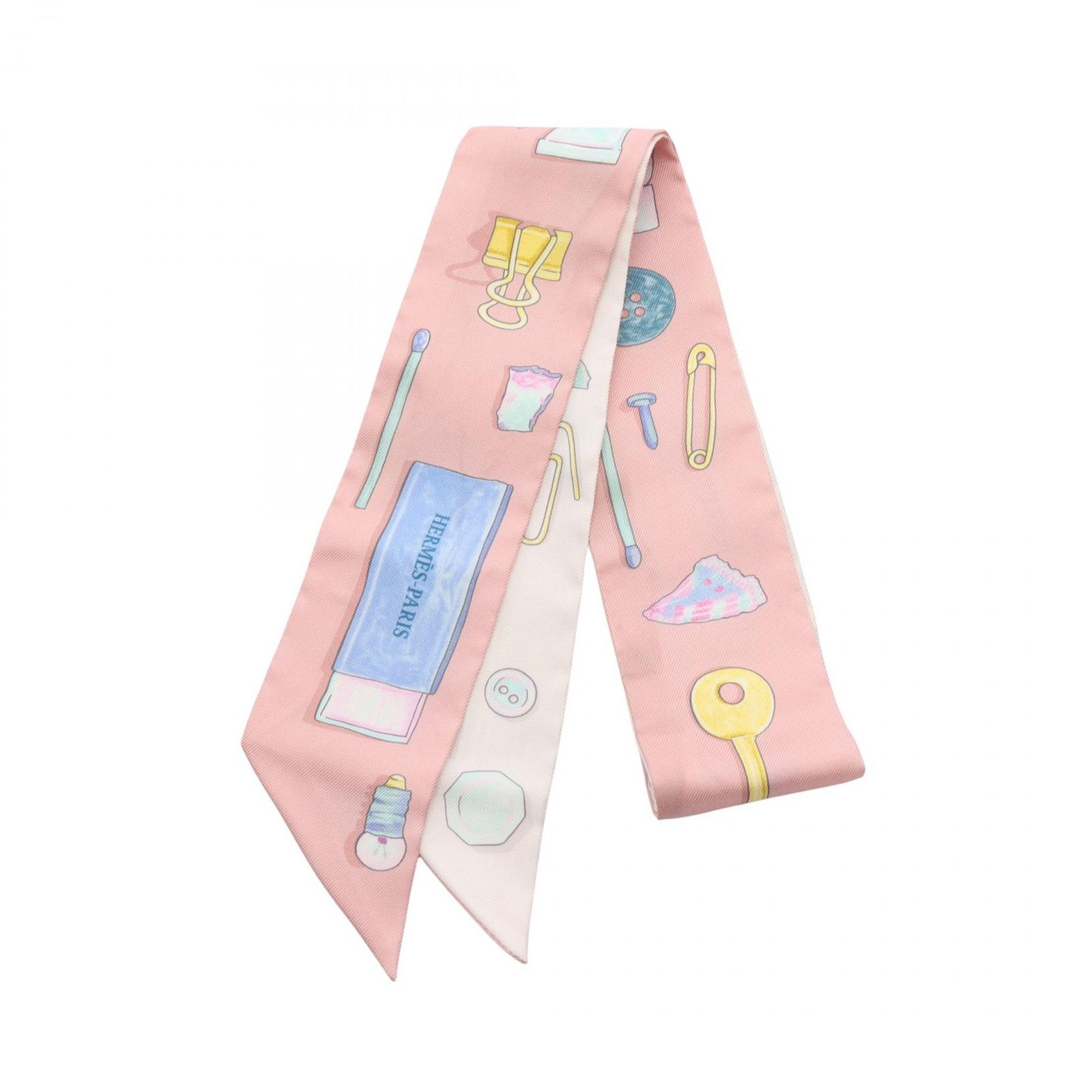 エルメス HERMES スカーフ ツイリー IN THE POCKET ピンク シルク