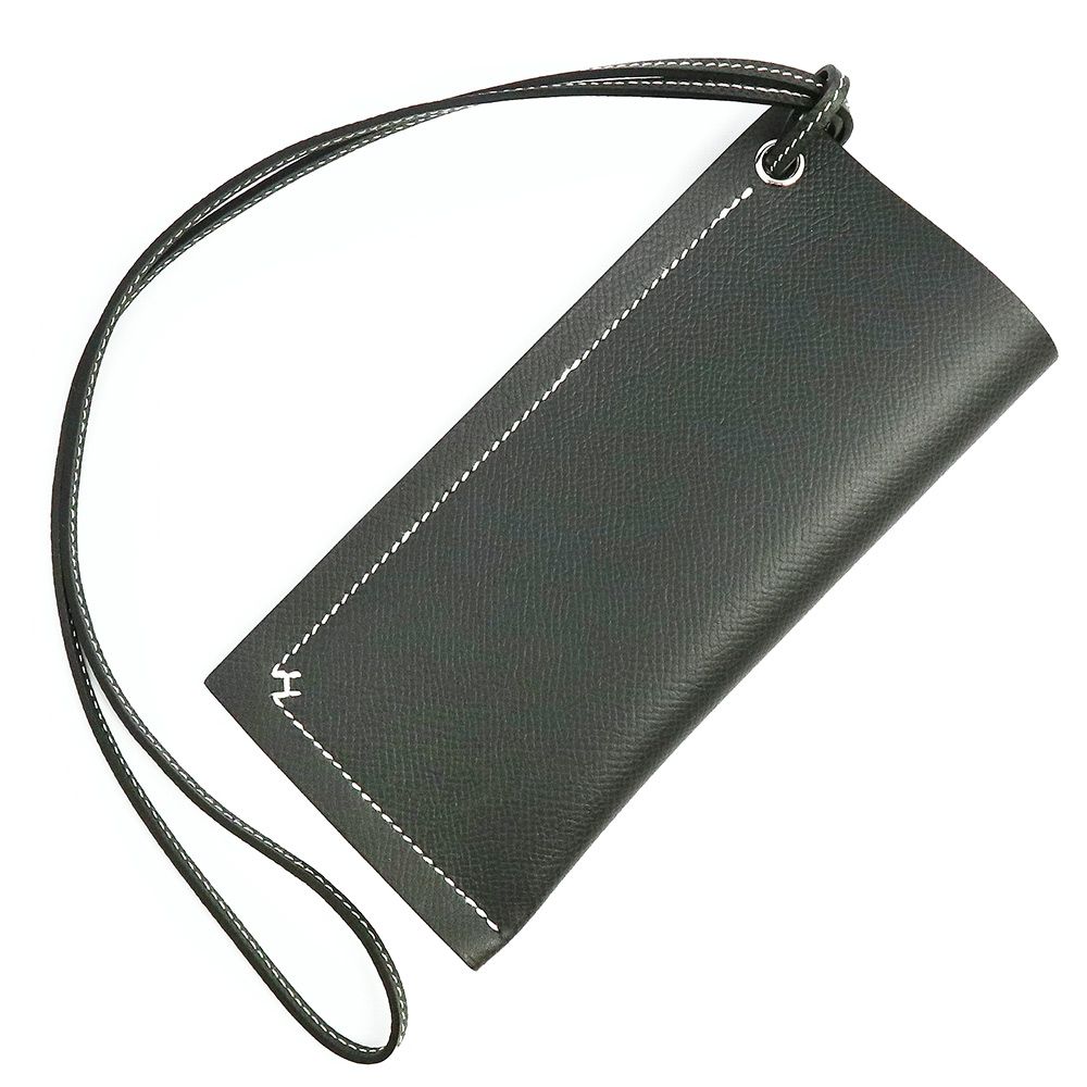 暖かさのある エルメス Hセリエ 眼鏡 サングラス メガネケース ヴォーエプソン レザー グリミスティ グレー シルバー金具 W刻印 HERMES ♥品