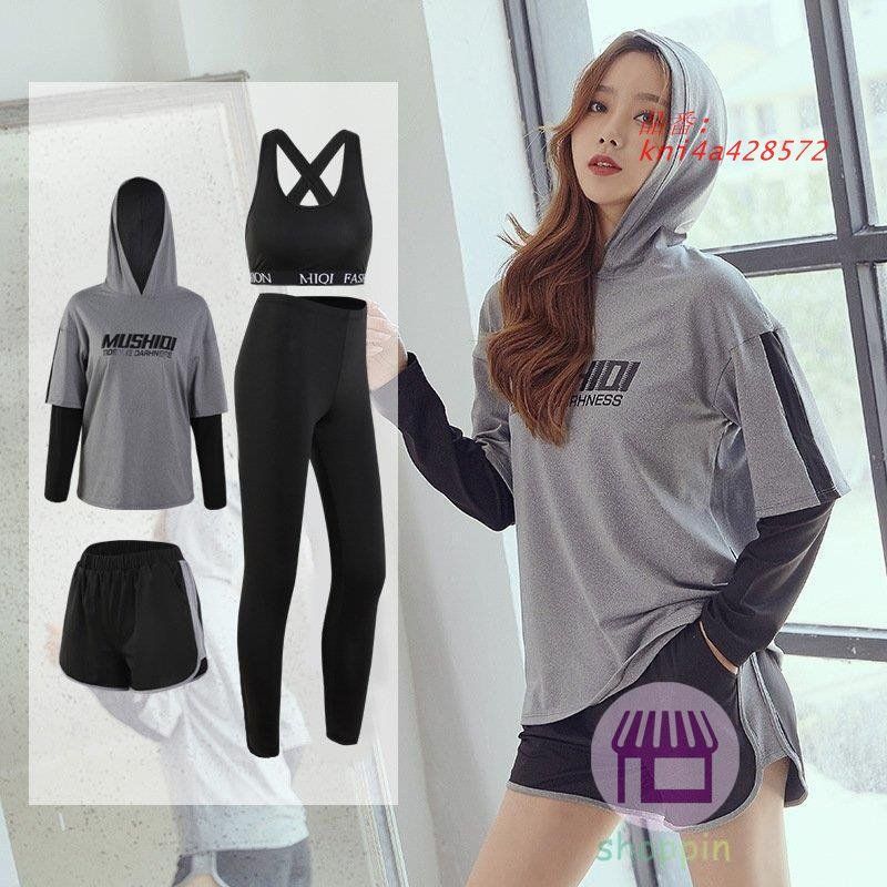 フィットネスウェア 女性用4ピース ジム スポーツウェア ランニング 速乾性 プラスサイズ ヨガウェア 薄い ルーズ kni4a428572