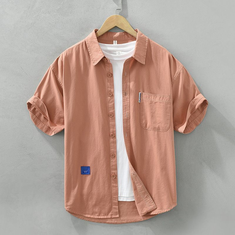 半袖シャツ 上質 コットンシャツ メンズ Tシャツ 新品  夏 サマー 半袖シャツ  心地良しＭ～3ＸＬ  レンガ色