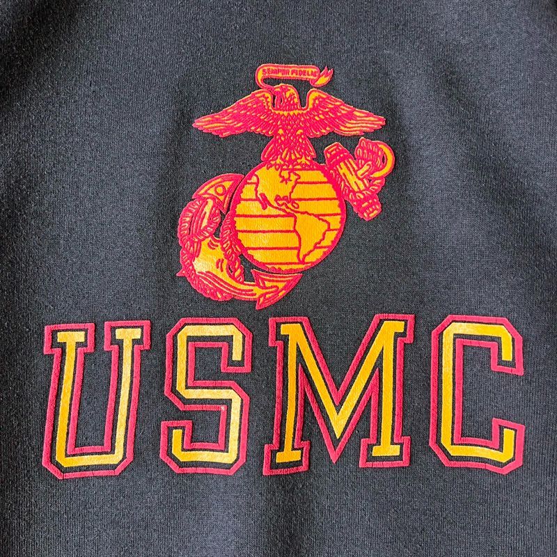 80s USMC 両面　染み込みプリント　スウェット USA製 80s USMC 両面 染み込みプリント スウェット USA製