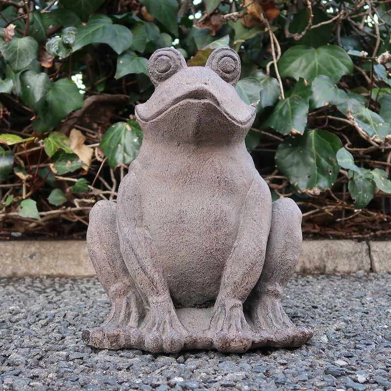 カエル 親子 石蛙 御影石 庭石 石像 石造 彫刻 置物 オブジェ 庭園 