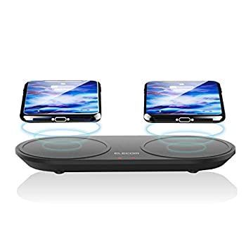  エレコム Qi規格対応ワイヤレス充電器 5W+5W 2台同時充電 卓上タイプ ブラック