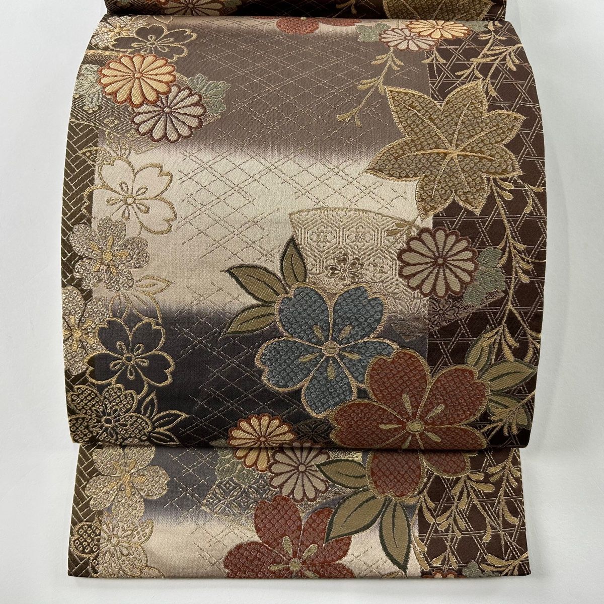 [六通]　袋帯　桜　中古美品 中古 袋帯 未仕立て品 六通柄 美品 証紙あり 振袖用 正絹 花柄